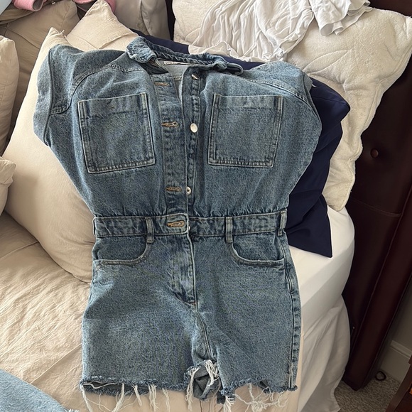 Zara Blue Denim Jumpsuit - Picture 1 of 2